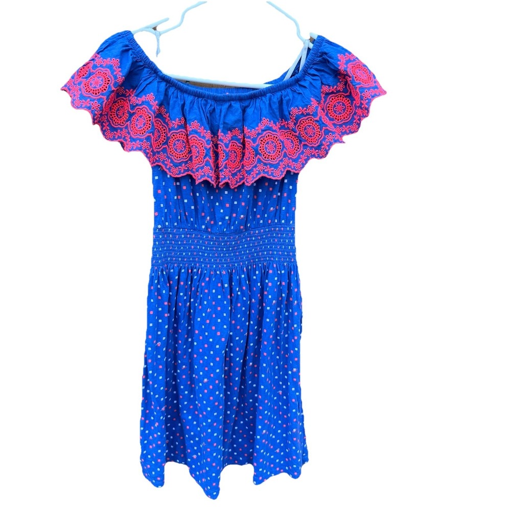 Lilly Pulitzer Kalama Off The‎ Shoulder Dress, Size Xxs Blue And Pink